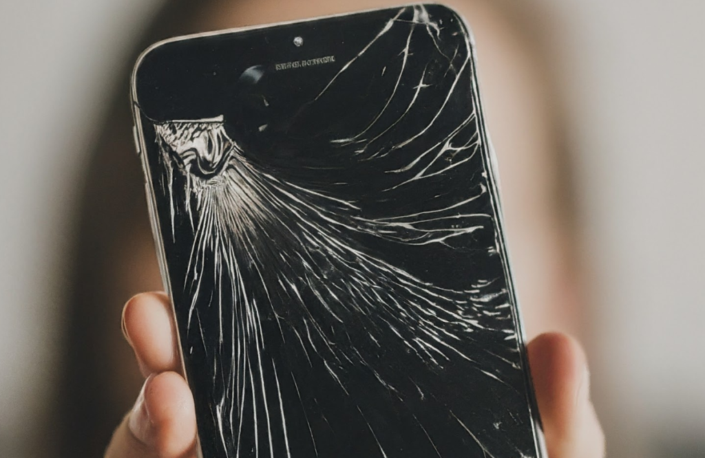 Broken iPhone Screen With Lines